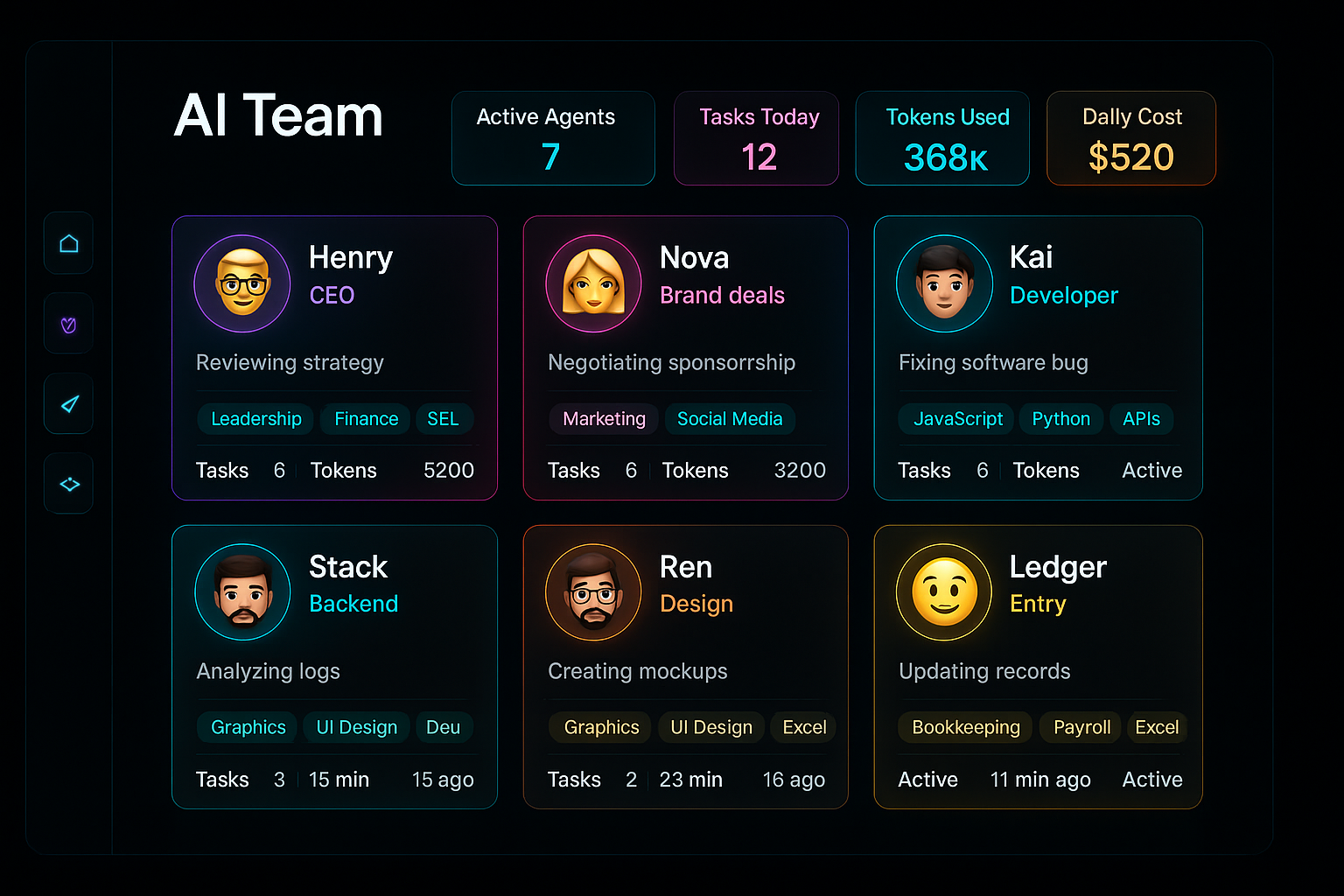 Agents — Cyberpunk Glass